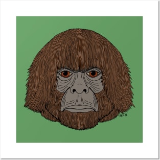 Bigfoot Portrait 2 (Human-Like) Posters and Art